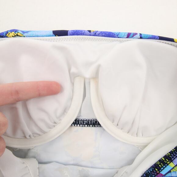 Lands End Tankini Top Purple Blue Yellow Floral Scoop Neck Underwire Bra Size 2P - Picture 7 of 9